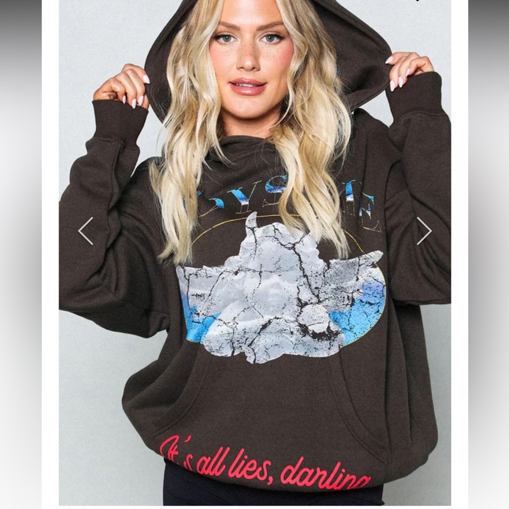 BOYS LIE HERE LIES RACER HOODIE - BROWN